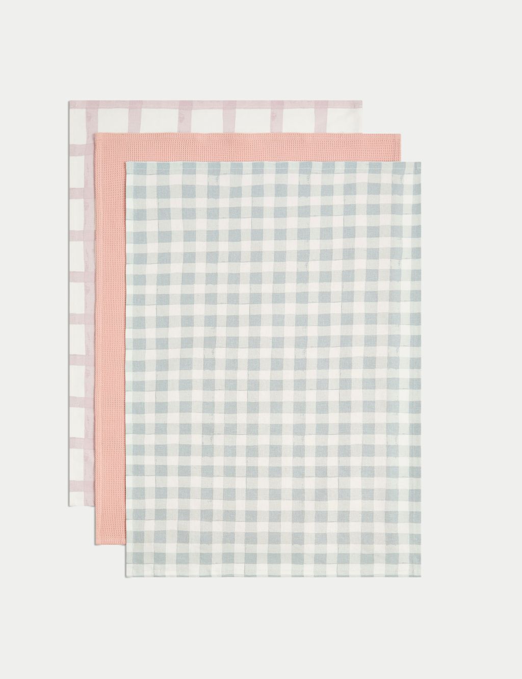 Set of 3 Pure Cotton Checked Tea Towels