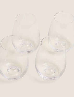 

M&S Collection Maxim - Juego de 4 copas de vino sin tallo - Claro, Claro