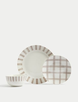 

12 Piece Linear Dinner Set - Natural, Natural