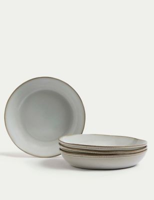 M&S X Fired Earth Set of 4 Stoneware Pasta Bowls - Natural, Natural