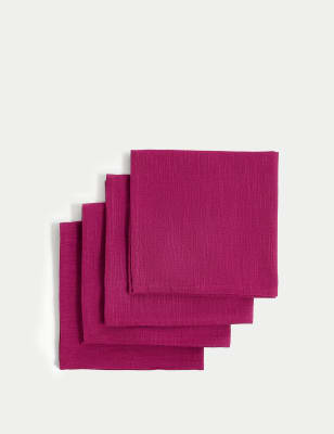 

M&S Collection Juego de 4 servilletas 100% algodón - Violeta, Violeta