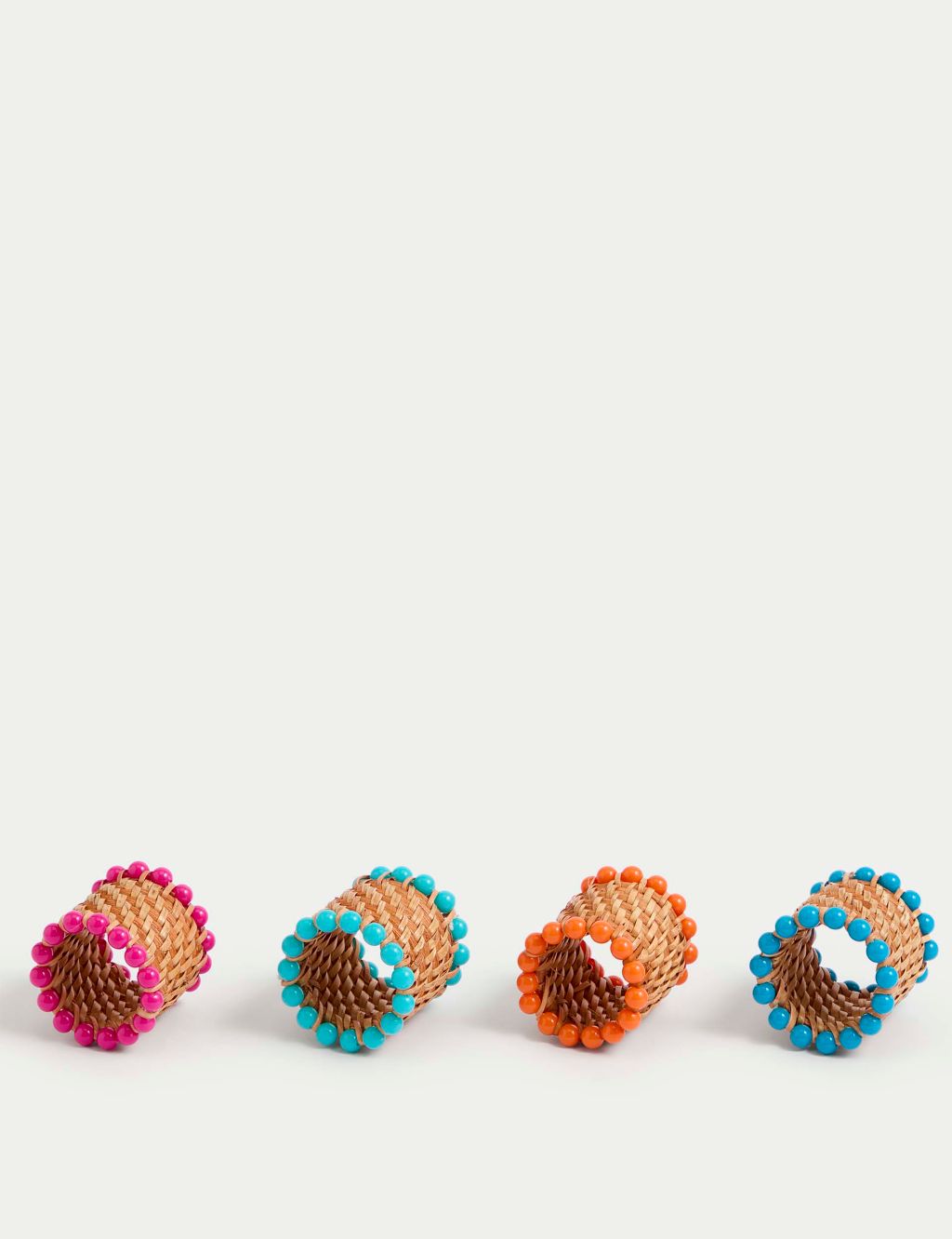 Set of 4 Woven Beaded Napkin Rings