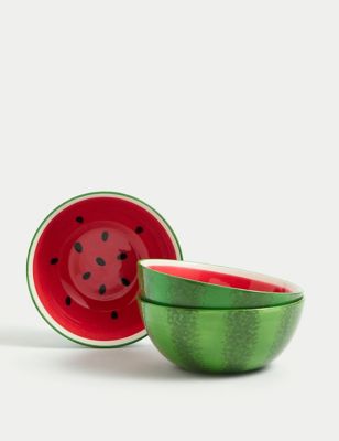 M&S Set of 3 Watermelon Bowls - Multi, Multi