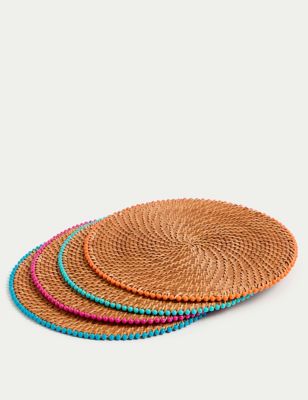 Set of 4 Rattan Beaded Placemats
