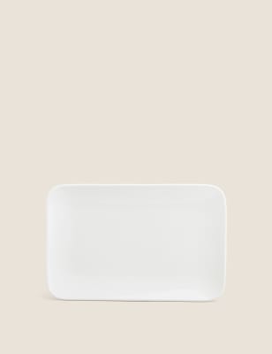 

Medium Ceramic Rectangular Platter - White, White