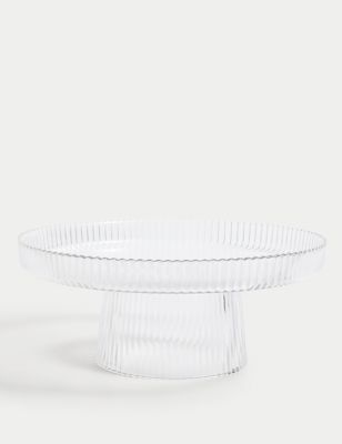 M&S Glass Ribbed Cake Stand