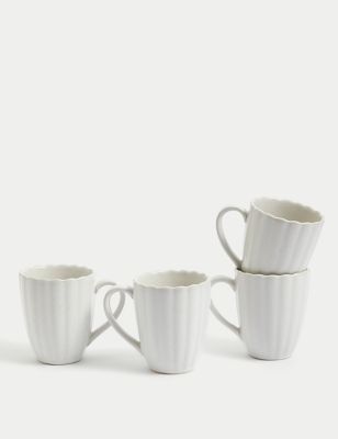 M&S Set of 4 Scallop Mugs - Natural, Natural