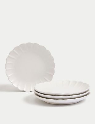 M&S Set of 4 Scallop Dinner Plates - Natural, Natural