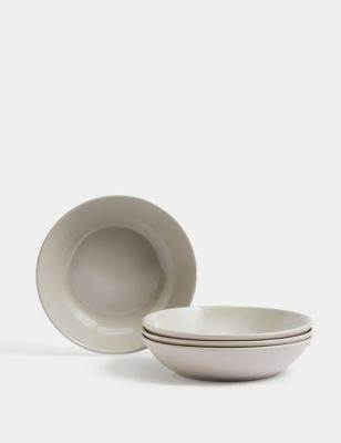 M&S Set of 4 Everyday Stoneware Pasta Bowls - Natural, Natural,Sage,Pink