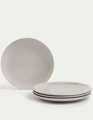 M&S Set of 4 Everyday Stoneware Dinner Plates - Natural, Natural,Sage,Pink