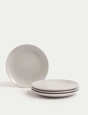 M&S Set of 4 Everyday Stoneware Side Plates - Natural, Natural,Sage,Pink