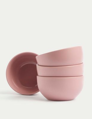 M&S Set of 4 Everyday Stoneware Cereal Bowls - Pink, Pink,Sage,Natural
