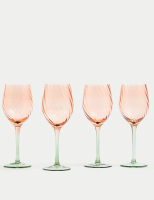 M&S Set of 4 Two Tone Wine Glasses - Multi, Multi