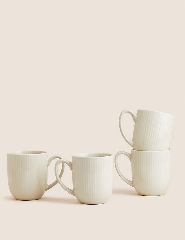 Set of 4 Ribbed Glazed Mugs - GR