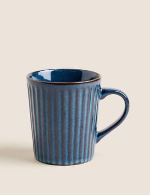 

M&S Collection Taza reactiva vidriada acanalada - Azul, Azul