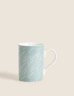 M&S Leaf Mug - Grey, Grey,Ochre