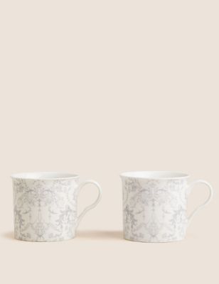 

M&S Collection Set of 2 Palace Mugs - Grey/White, Grey/White