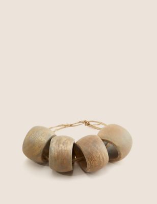 M&S Set of 4 Wooden Napkin Rings - Natural, Natural