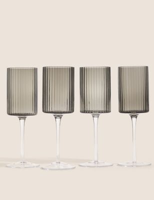 M&S Set of 4 Handmade Celine Wine Glasses - Grey, Grey