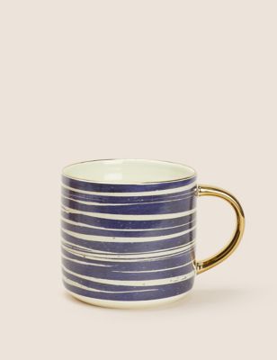 M&S Jumbo Organic Stripe Mug - Blue, Blue