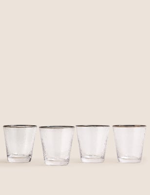 

M&S Collection Set of 4 Textured Platinum Rim Tumblers, No Colour