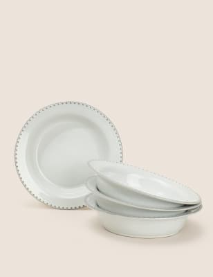 M&S Set of 4 Mia Pasta Bowls - Grey, Grey