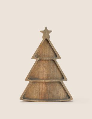 Wooden Christmas Tree Platter