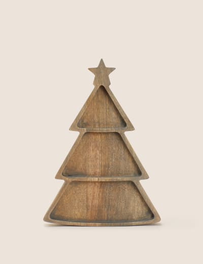 Wooden Christmas Tree Platter