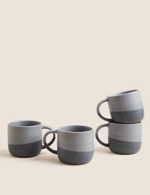 M&S Set of 4 Dipped Mugs - Grey, Grey