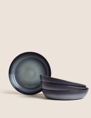 M&S Set of 4 Amberley Reactive Pasta Bowls - Navy, Navy,Grey