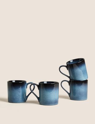 

M&S Collection Set of 4 Amberley Reactive Mugs - Navy, Navy
