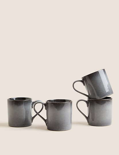 M&S Collection Set Of 4 Amberley Reactive Mugs - 1Size - Grey, Grey