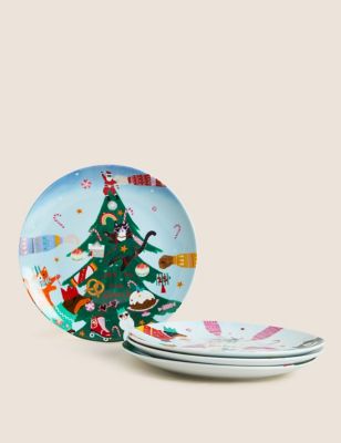 

M&S Collection Set of 4 Christmas Disco Side Plates - Multi, Multi