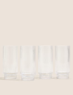 

M&S Collection Juego de 4 vasos de trago largo hechos a mano Celine - Sin Color, Sin Color