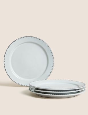 M&S Set of 4 Mia Dinner Plates - Grey, Grey
