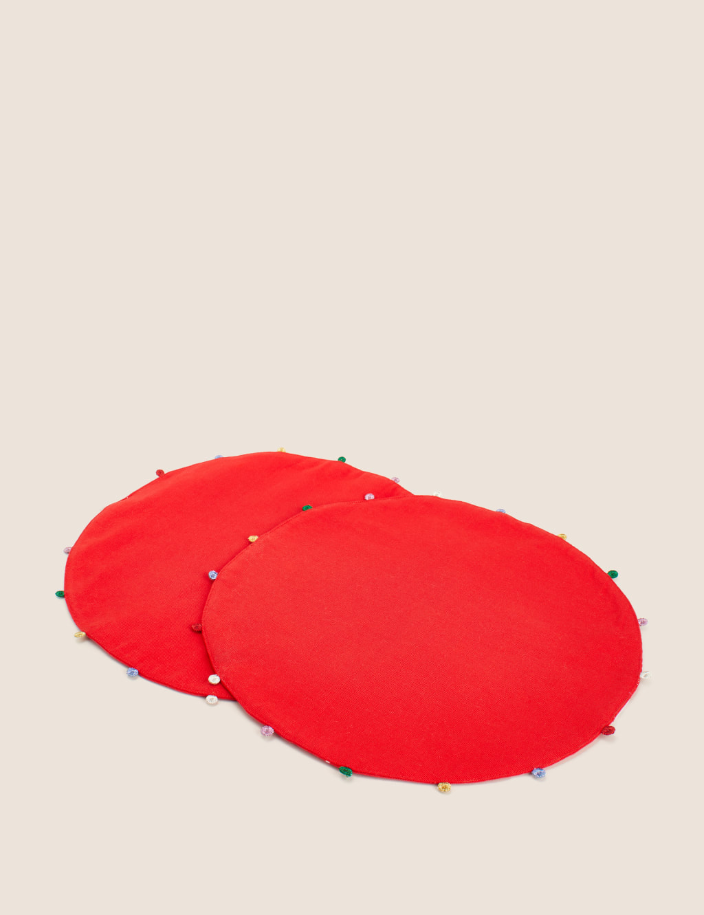 Set of 2 Pure Cotton Pom Pom Placemats image 1