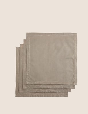 

M&S Collection Set of 4 Cotton with Linen Napkins - Taupe, Taupe