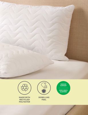 M&S 2pk Soft As Down Medium Pillows - White, White
