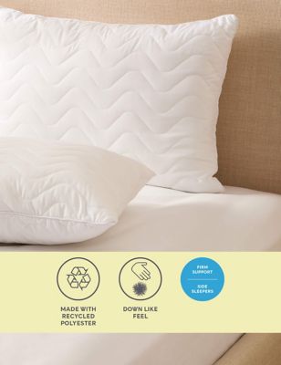 M&S 2pk Soft As Down Firm Pillows - White, White