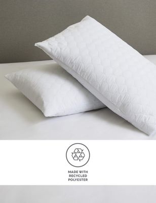 M&S 2pk Microfibre Pillow Protectors - White, White