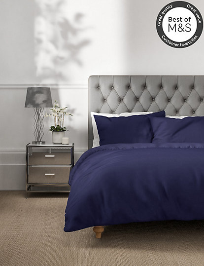 M&S Collection Egyptian Cotton 230 Thread Count Duvet Cover - 5Ft - Midnight Navy, Midnight Navy