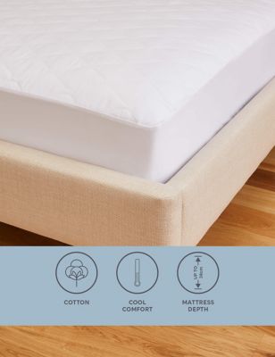 M&S Comfortably Cool Extra Deep Mattress Protector - DBL - White, White