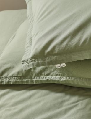 M&S X Fired Earth 2pk Washed Cotton Square Pillowcases - Weald Green, Weald Green,Charcoal,Malm,Dove