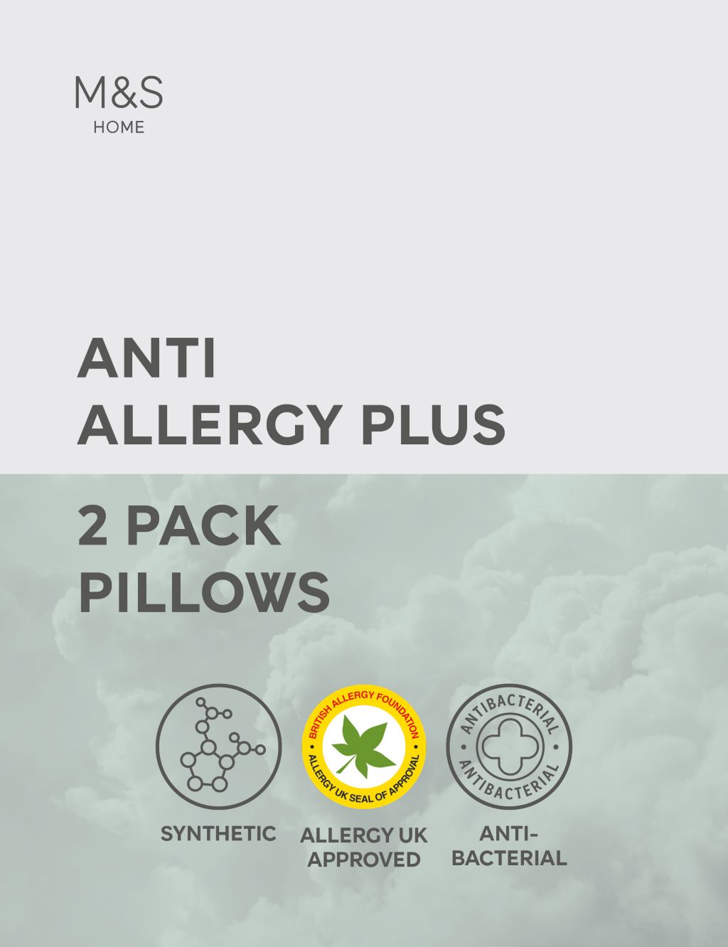 2pk Anti Allergy Plus Medium Pillows image 1