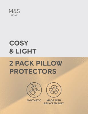 

M&S Collection Pack de 2 protectores de almohada acogedores y ligeros - Blanco, Blanco
