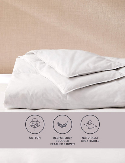 M&S Collection Goose Feather & Down 4.5 Tog Duvet - 5Ft - White, White