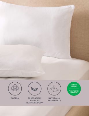 2pk Goose Feather & Down Medium Pillows - NZ
