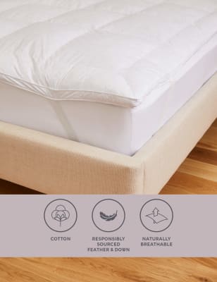 M&S Goose Feather & Down Mattress Topper - 6FT - White, White