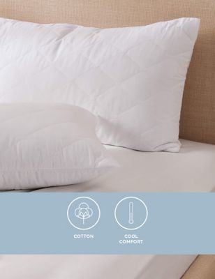 M&S 2pk Comfortably Cool Pillow Protectors - White, White