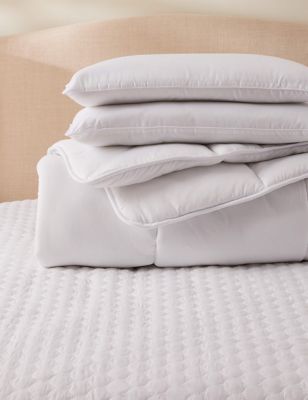 M&S Everyday Bundle Duvet, Pillows & Protector Pack - SGL - White, White